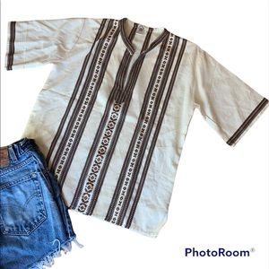 BOHO Hippie Surfer Tunic Top 70s Vintage ethnic Guatemalan Peruvian Vibe